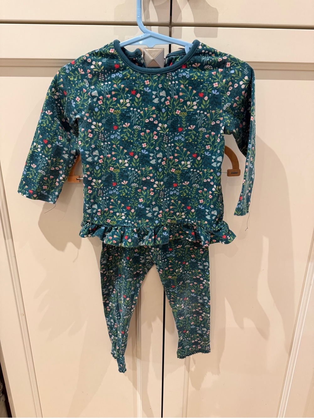 Mini klub 9-12m Floral Long-Sleeve Set - Teal Green
